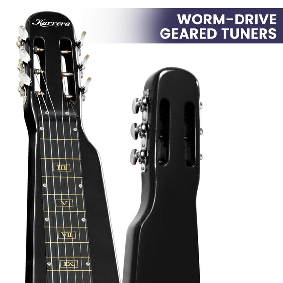 Karrera 29in 6 - String Lap Steel Hawaiian Guitar - Black - RnR Galore