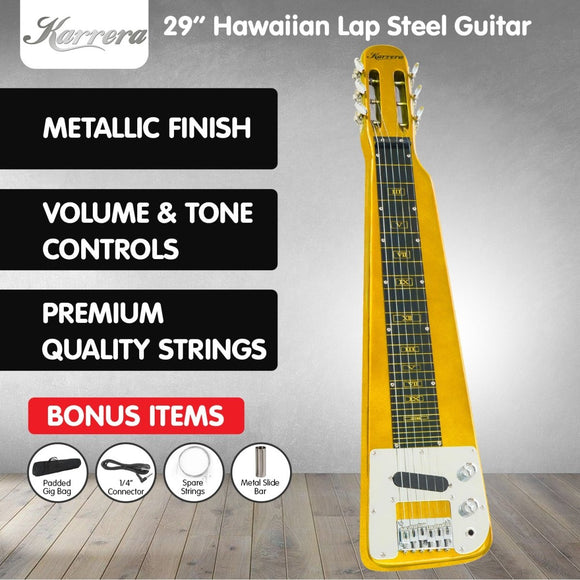 Karrera 29in 6 - String Lap Steel Hawaiian Guitar - Metallic Gold - RnR Galore