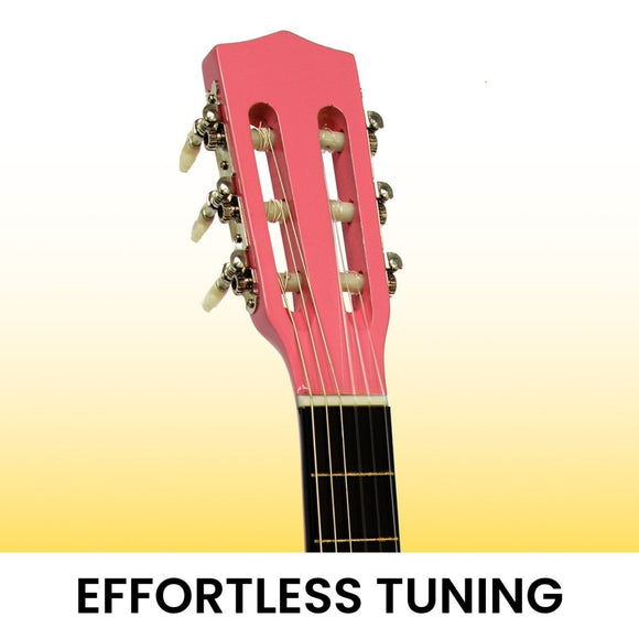 Karrera 34in Acoustic Wooden Childrens Guitar - Pink - RnR Galore