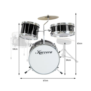 Karrera Children's 4pc Drum Kit - Black - RnR Galore
