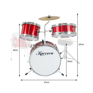 Karrera Children's 4pc Drum Kit - Red - RnR Galore
