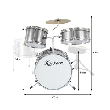 Karrera Childrens 4pc Drum Kit - Silver - RnR Galore
