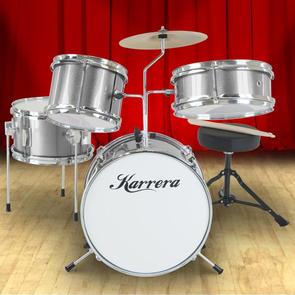Karrera Childrens 4pc Drum Kit - Silver - RnR Galore
