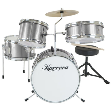 Karrera Childrens 4pc Drum Kit - Silver - RnR Galore