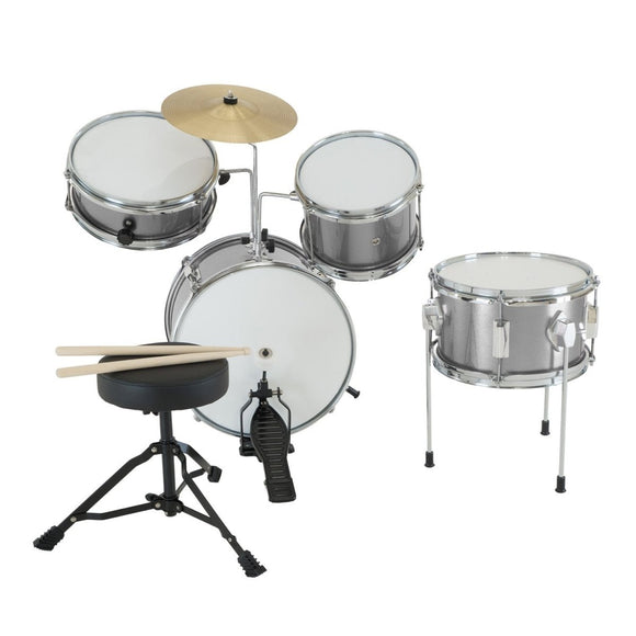Karrera Childrens 4pc Drum Kit - Silver - RnR Galore