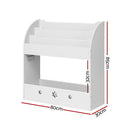 Keezi 3 Tiers Kids Bookshelf Magazine Shelf Organiser Bookcase Display White - RnR Galore
