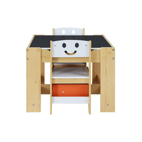 Keezi 3PCS Kids Table and Chairs Set Activity Desk Chalkboard Toys Storage Box - RnR Galore