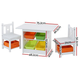 Keezi 3PCS Kids Table and Chairs Set Children Furniture Play Toys Storage Box - RnR Galore