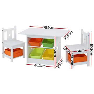 Keezi 3PCS Kids Table and Chairs Set Children Furniture Play Toys Storage Box - RnR Galore