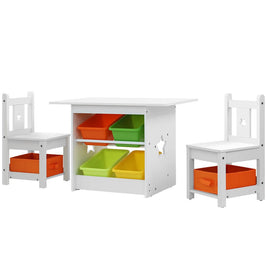 Keezi 3PCS Kids Table and Chairs Set Children Furniture Play Toys Storage Box - RnR Galore