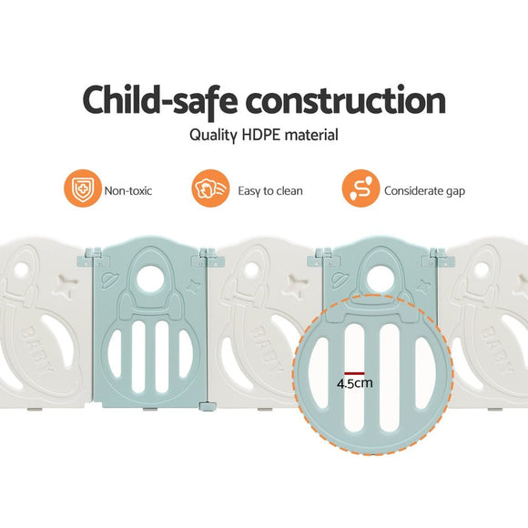 Keezi Baby Playpen 16 Panels Foldable Toddler Fence Safety Play Activity Barrier - RnR Galore