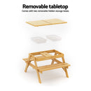 Keezi Kids Outdoor Table and Chairs Picnic Bench Umbrella Set Water Sand Pit Box - RnR Galore
