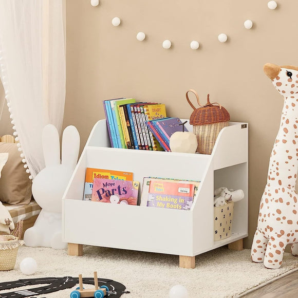 Kids Storage Bookcase 3 Compartments, White - RnR Galore