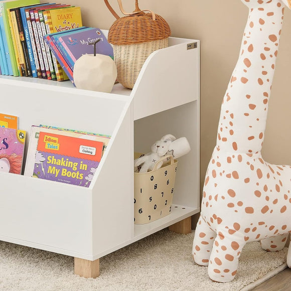 Kids Storage Bookcase 3 Compartments, White - RnR Galore
