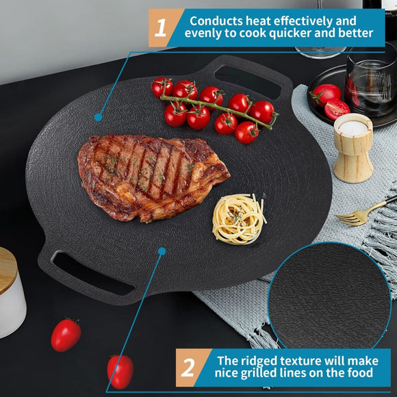Korean Grill Pan Nonstick 6 Layer 40cm Round BBQ Griddle Indoor or Outdoor Cooking - RnR Galore