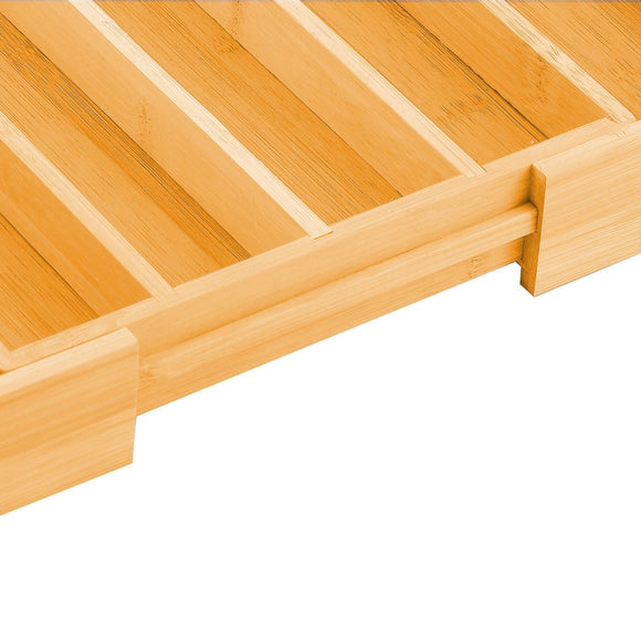 Large Capacity Bamboo Expandable Drawer Organizer with Knife Block Holder for Home Kitchen Utensils - RnR Galore