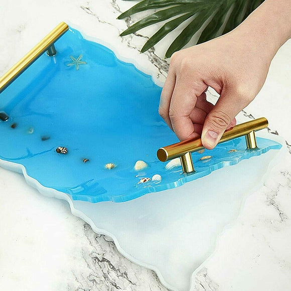 Large Safe Silicone Tray Mould Artist Mold Irregular Coaster Resin Craft Art DIY + 2 Handles - RnR Galore