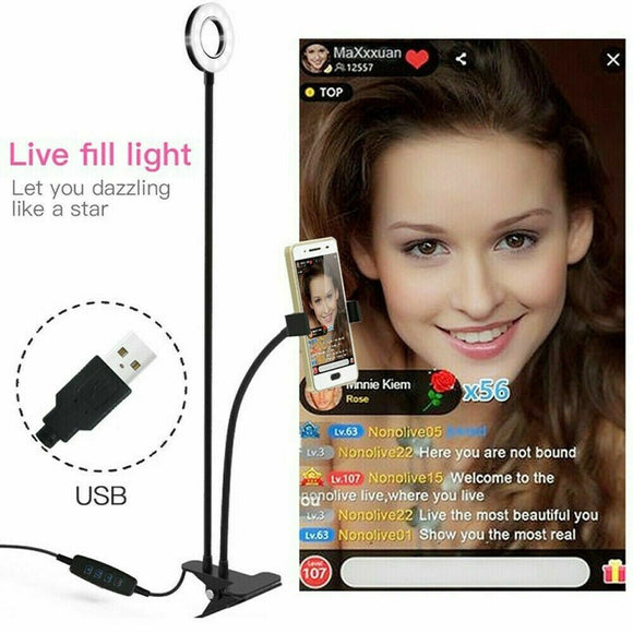 LED Selfie Ring Light with Cell Phone Holder Flexible Stand Live Stream Lamp AU - RnR Galore