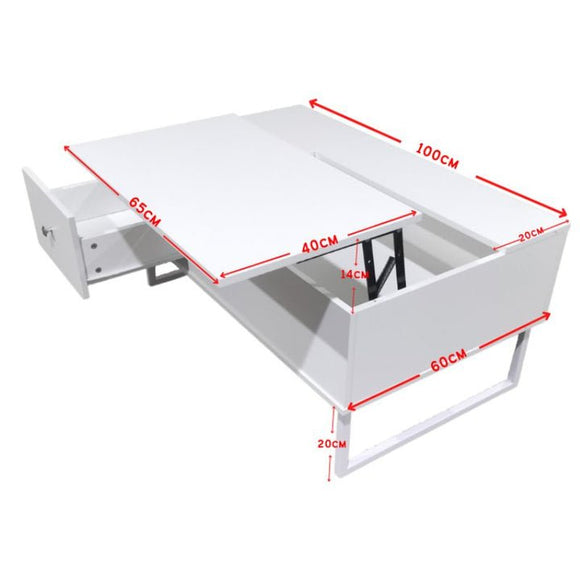 Lift Up White Coffee Table With Storage - RnR Galore