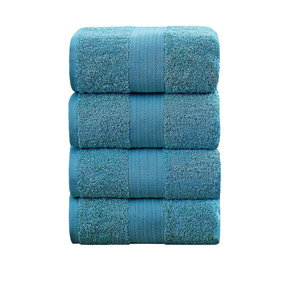 Linenland 4 Piece Cotton Bath Towels Set - Blue - RnR Galore