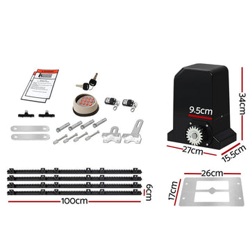 Lockmaster Automatic Sliding Gate Opener Kit Keypad 4M 1000KG - RnR Galore