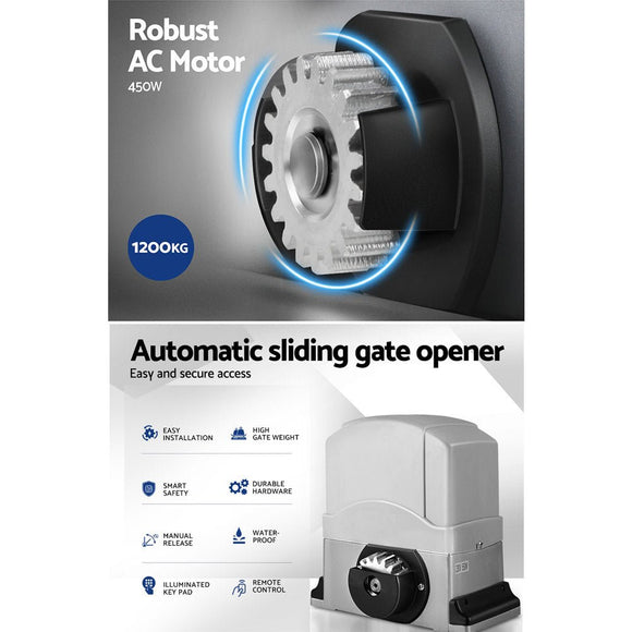 LockMaster Electric Sliding Gate Opener 1200KG Keypad 4M - RnR Galore