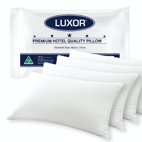Luxor Australian Made Hotel Quality Pillow Standard Size Four Pack - RnR Galore