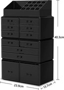 Makeup Cosmetic Organizer Storage with 12 Drawers Display Boxes (Black) - RnR Galore