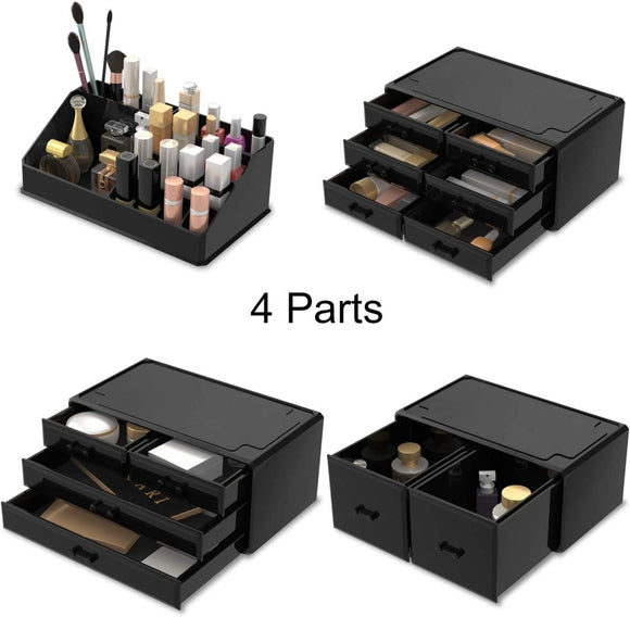 Makeup Cosmetic Organizer Storage with 12 Drawers Display Boxes (Black) - RnR Galore