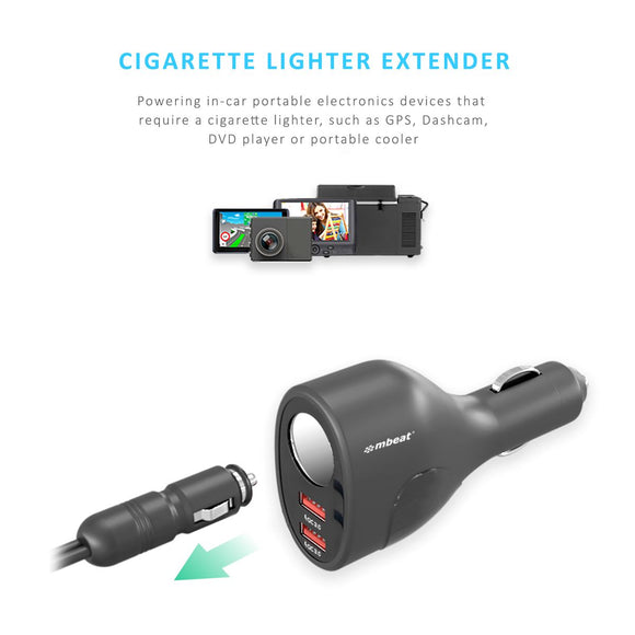 mbeat Gorilla Power Dual Port QC 3.0 Car Charger With Cigar Lighter Socket - RnR Galore