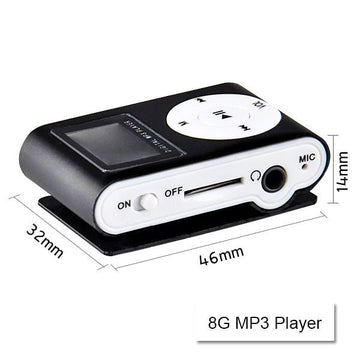 Mini Clip 16G MP3 Music Player With USB Cable & Earphone Black - RnR Galore
