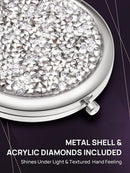 Mini Mix Diamond 1X/2X Magnifying Round Metal Pocket Makeup Mirror (Silver) - RnR Galore