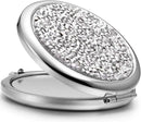 Mini Mix Diamond 1X/2X Magnifying Round Metal Pocket Makeup Mirror (Silver) - RnR Galore