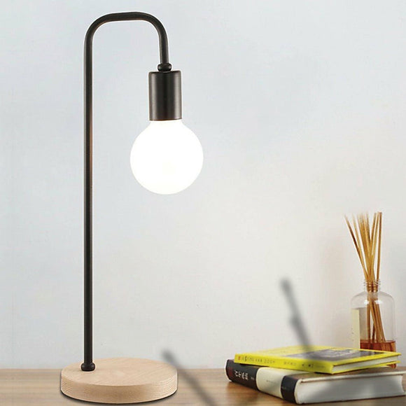 Modern Table lamp Desk Light Timber Base Bedside Bedroom Black - RnR Galore
