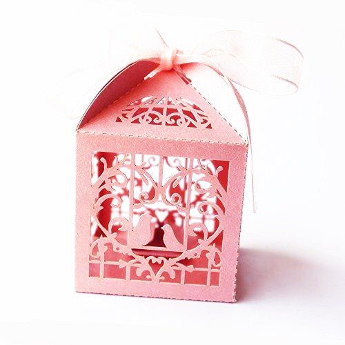 Pink Dove Bird Heart Baby Birth naming Ceremony Bomboniere Favor Lolly Gift Card Box - 10 Pack - RnR Galore