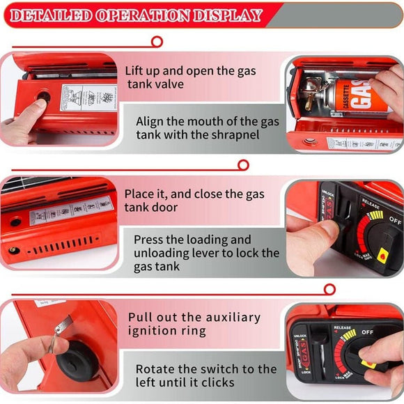 Portable Butane Gas Heater Camping Camp Tent Outdoor Hiking Camper Survival Red - RnR Galore