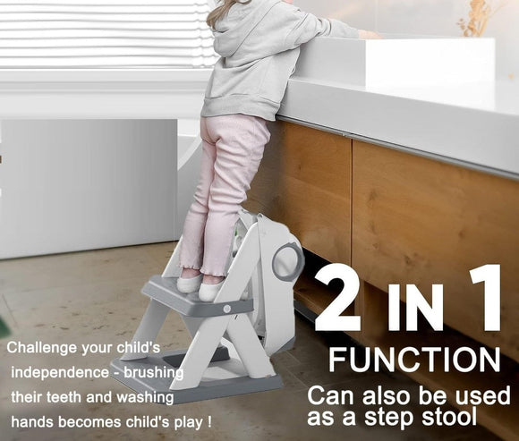 Potty Training Seat Ladder, Kids Boys Girls, Grey - RnR Galore