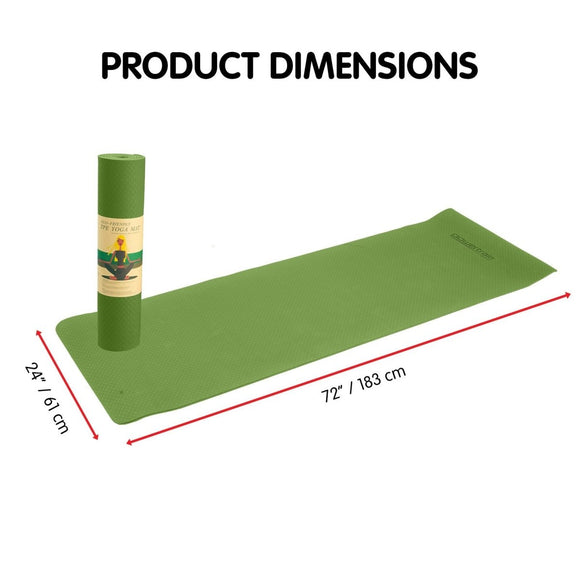 Powertrain Dual Layer 6mm Yoga Mat | Olive | Non - slip Surface And Carry Strap For Ultimate Comfort And Portability - RnR Galore