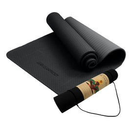 Powertrain Eco - friendly Dual Layer 6mm Yoga Mat | Midnight | Non - slip Surface And Carry Strap For Ultimate Comfort And Portability - RnR Galore