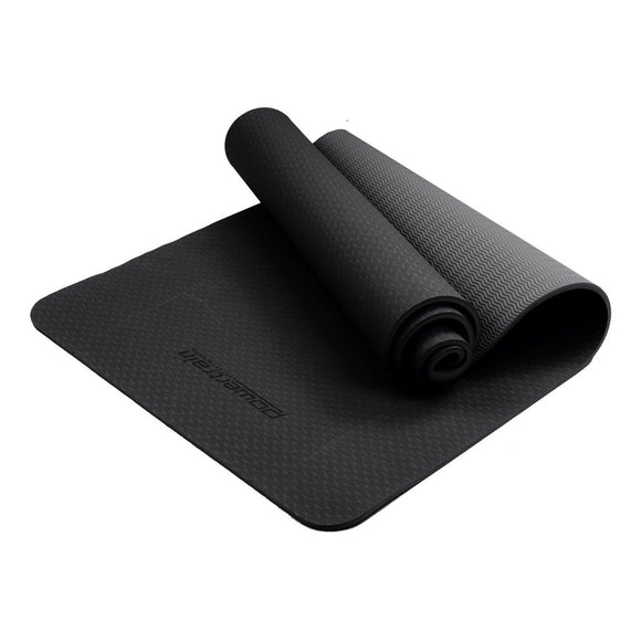 Powertrain Eco - friendly Dual Layer 6mm Yoga Mat | Midnight | Non - slip Surface And Carry Strap For Ultimate Comfort And Portability - RnR Galore
