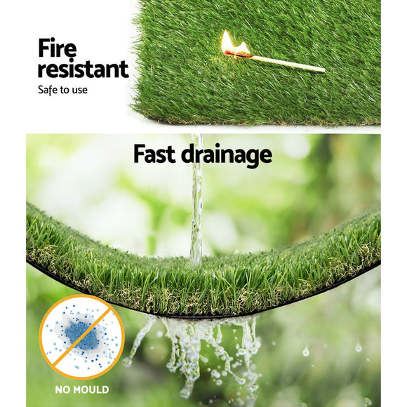 Prime Turf Artificial Grass 20mm 1mx10m Synthetic Fake Lawn Turf Plastic Plant 4 - coloured - RnR Galore
