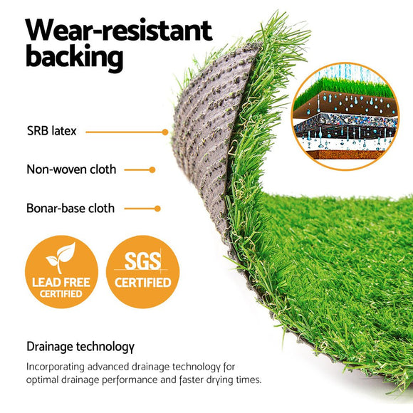 Prime Turf Artificial Grass 60SQM 30mm Synthetic Fake Lawn Turf Plastic Plant 4 - coloured 2mx5m - RnR Galore