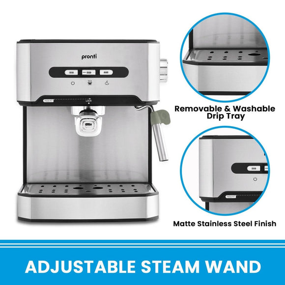 Pronti 1.6L Automatic Coffee Espresso Machine with Steam Frother - RnR Galore