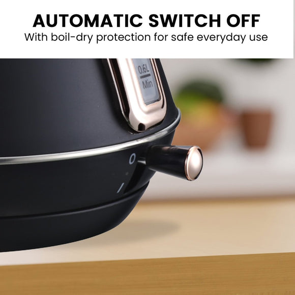 Pronti 1.7L Rose Trim Collection Kettle - Black - RnR Galore