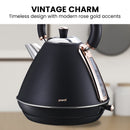 Pronti 1.7L Rose Trim Collection Kettle - Black - RnR Galore