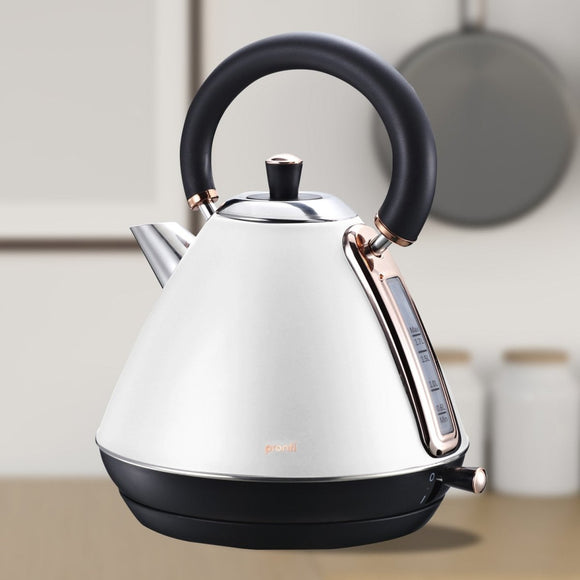 Pronti 1.7l Rose Trim Collection Kettle - White - RnR Galore