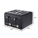 Pronti 4 Slice Toaster Rose Trim Collection - Black - RnR Galore