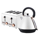 Pronti Rose Trim Collection Toaster & Kettle Bundle - White - RnR Galore