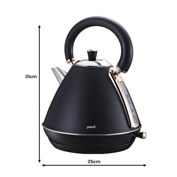 Pronti Toaster, Kettle & Coffee Machine Breakfast Set - Black - RnR Galore