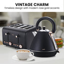 Pronti Toaster, Kettle & Coffee Machine Breakfast Set - Black - RnR Galore